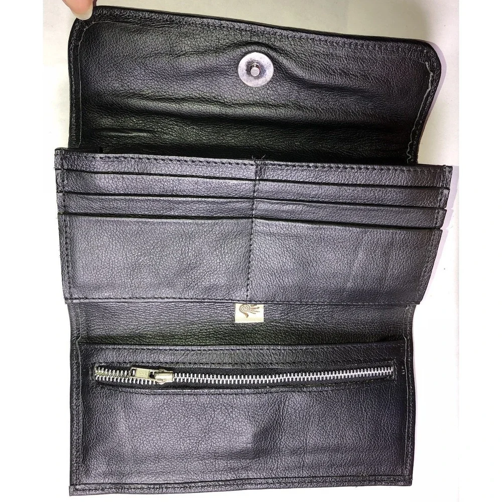 Vintage Y2K Floral Embroidered Leather Shoulder Bag & Wallet Boho Purse Set - Picture 5 of 16